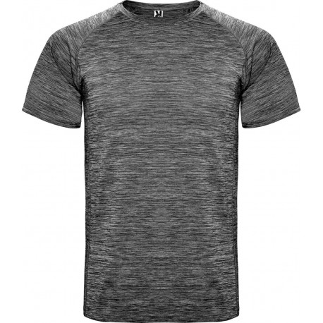 T-shirt homme de sport en polyester chiné, manches courtes raglan, 140 g/m²