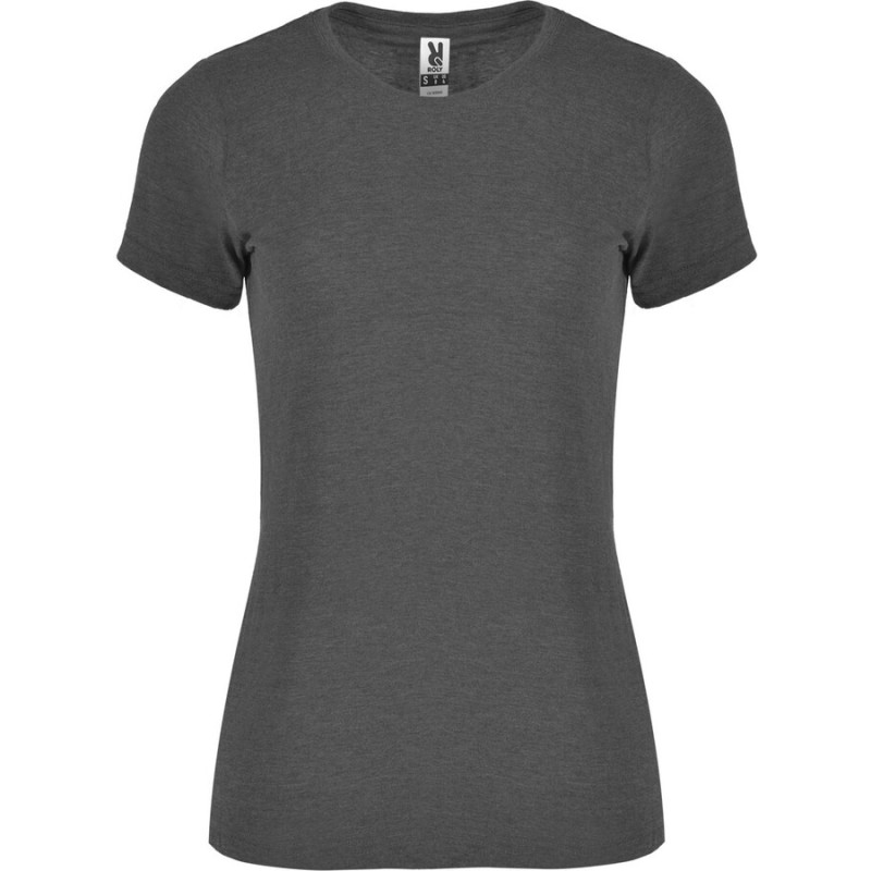 T-shirt femme manches courtes en polycoton chiné, 150 g/m²