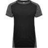 T-shirt de sport femme respirant tissu polyester bicolore, 135 g/m²