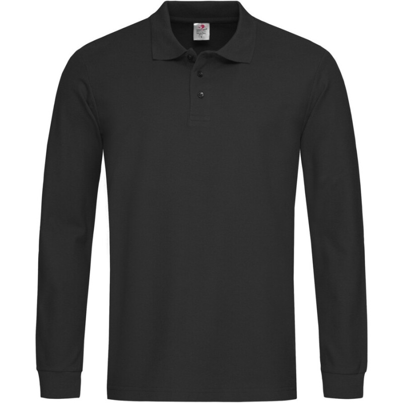 Polo classique manches longues en coton piqué coupe décontractée, 170 g/m²