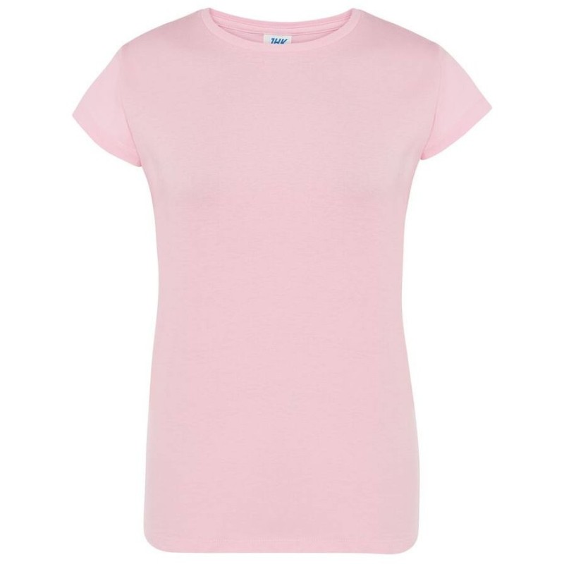 T-shirt femme col rond coupe droite manches courtes en coton pré-rétréci, 155 g/m²