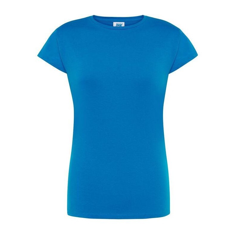 T-shirt femme col rond coupe droite manches courtes en coton pré-rétréci, 155 g/m²