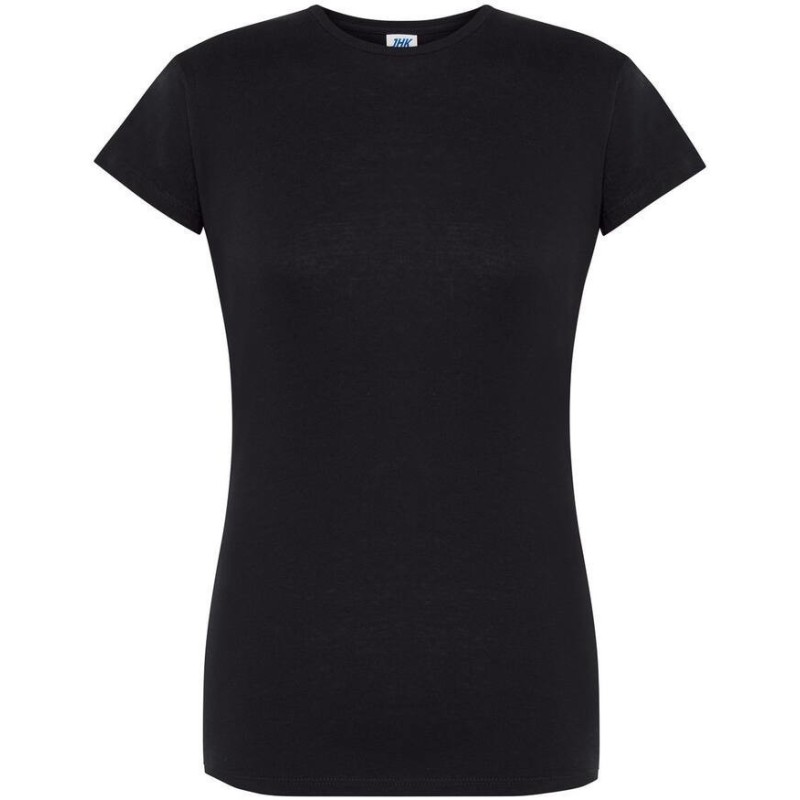 T-shirt femme col rond coupe droite manches courtes en coton pré-rétréci, 155 g/m²