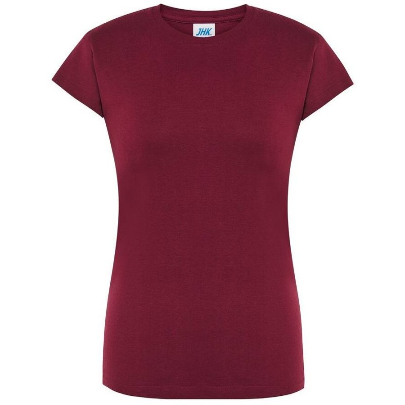T-shirt femme col rond coupe droite manches courtes en coton pré-rétréci, 155 g/m²