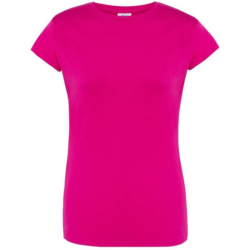 T-shirt femme col rond coupe droite manches courtes en coton pré-rétréci, 155 g/m²