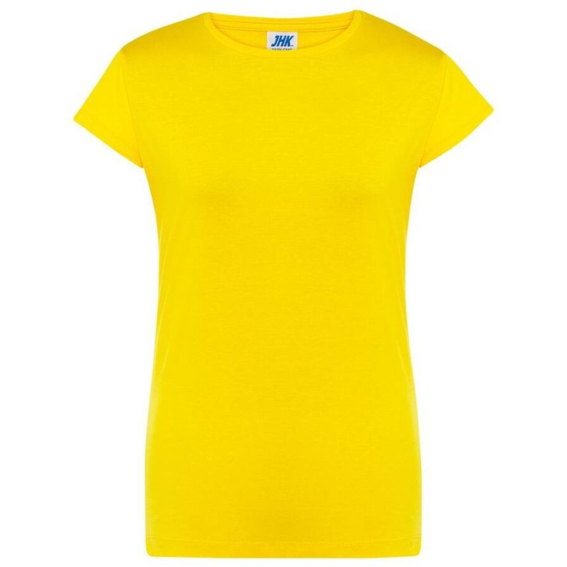 T-shirt femme col rond coupe droite manches courtes en coton pré-rétréci, 155 g/m²