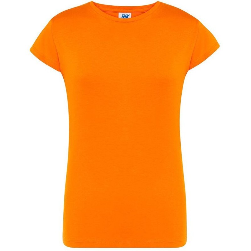 T-shirt femme col rond coupe droite manches courtes en coton pré-rétréci, 155 g/m²