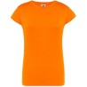 T-shirt femme col rond coupe droite manches courtes en coton pré-rétréci, 155 g/m²