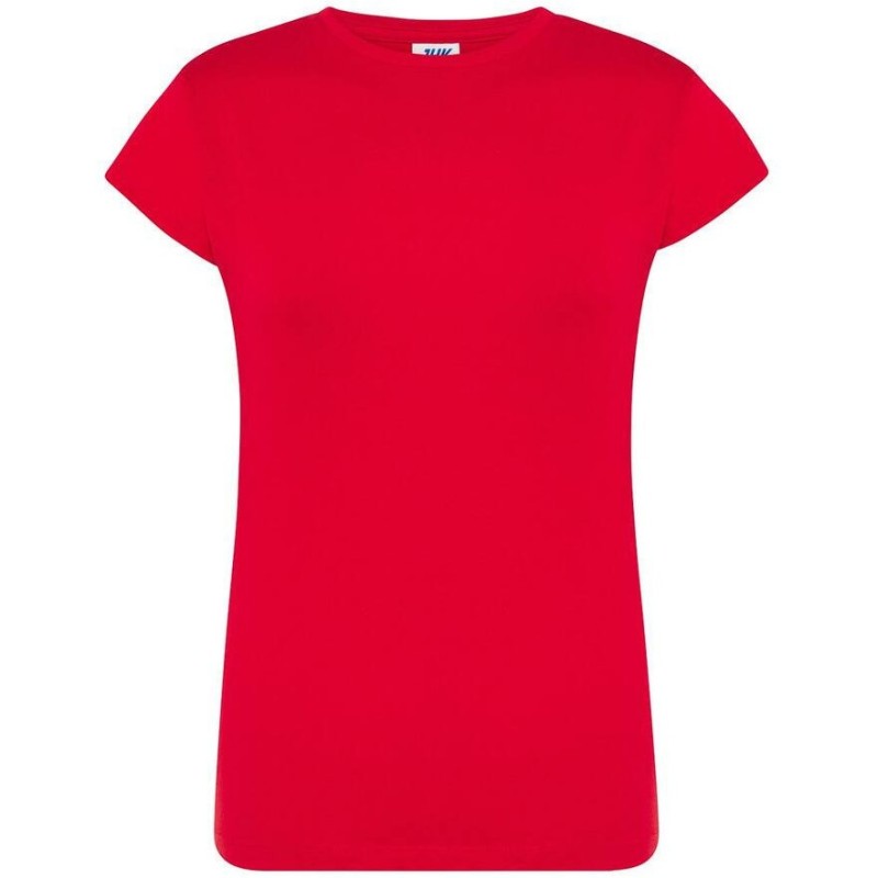 T-shirt femme col rond coupe droite manches courtes en coton pré-rétréci, 155 g/m²