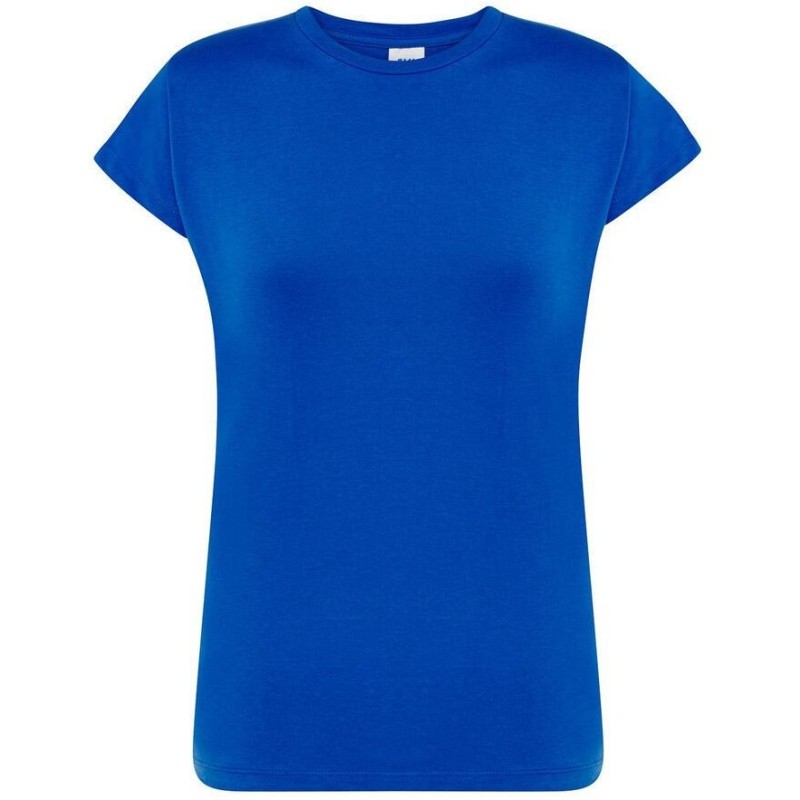 T-shirt femme col rond coupe droite manches courtes en coton pré-rétréci, 155 g/m²
