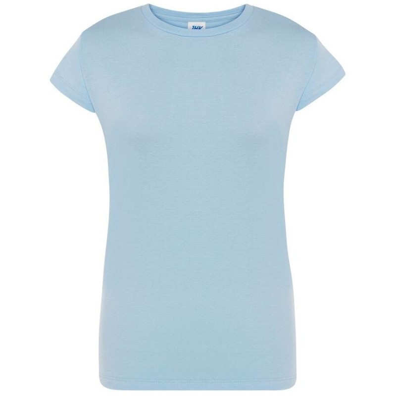 T-shirt femme col rond coupe droite manches courtes en coton pré-rétréci, 155 g/m²