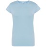 T-shirt femme col rond coupe droite manches courtes en coton pré-rétréci, 155 g/m²