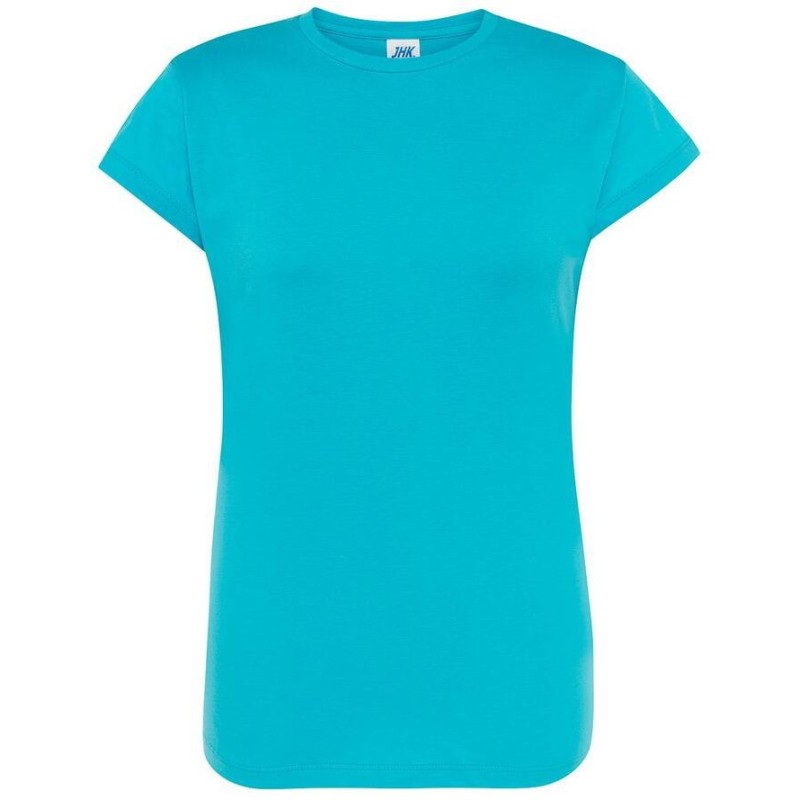 T-shirt femme col rond coupe droite manches courtes en coton pré-rétréci, 155 g/m²