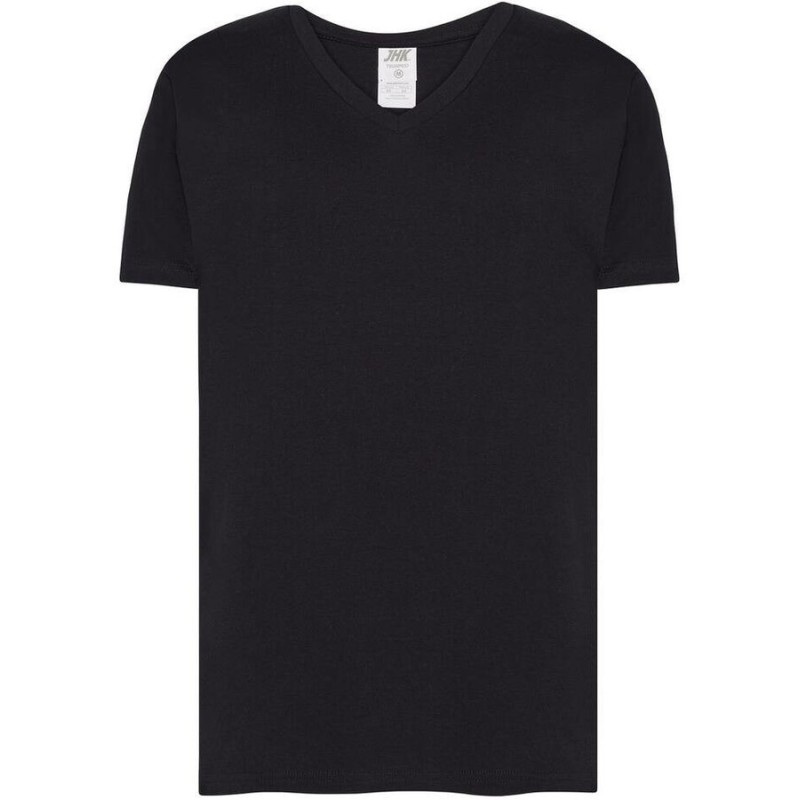 T-shirt col V manches courtes en coton doux lavé aux enzymes, 160 g/m²