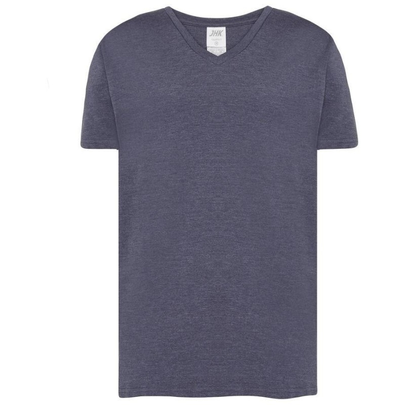 T-shirt col V manches courtes en coton doux lavé aux enzymes, 160 g/m²