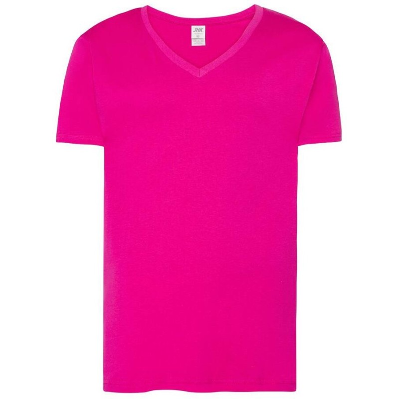 T-shirt col V manches courtes en coton doux lavé aux enzymes, 160 g/m²