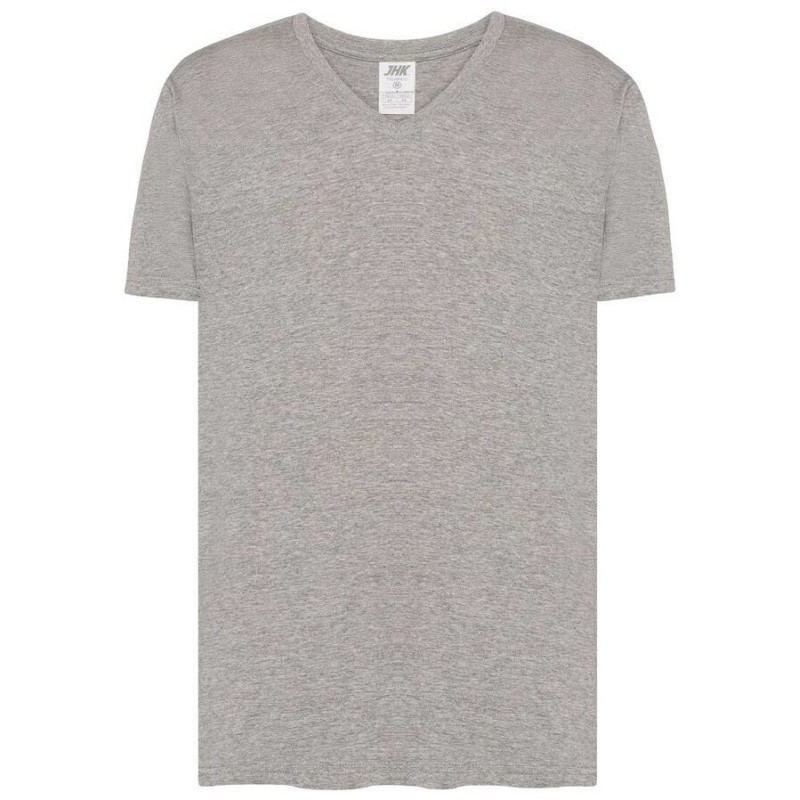 T-shirt col V manches courtes en coton doux lavé aux enzymes, 160 g/m²