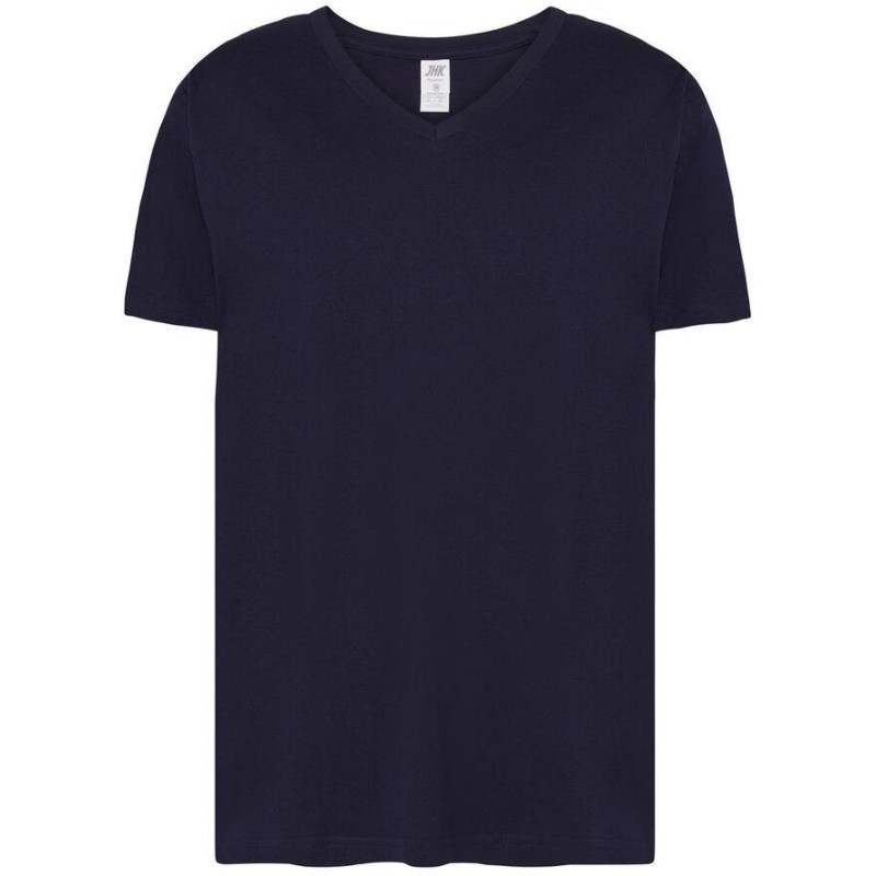 T-shirt col V manches courtes en coton doux lavé aux enzymes, 160 g/m²