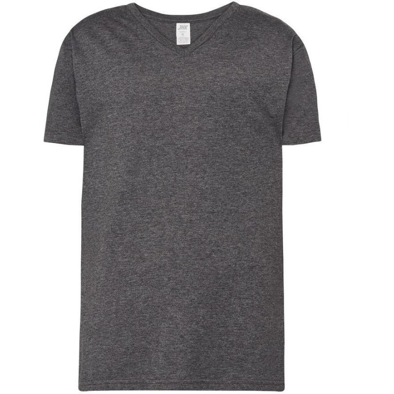 T-shirt col V manches courtes en coton doux lavé aux enzymes, 160 g/m²