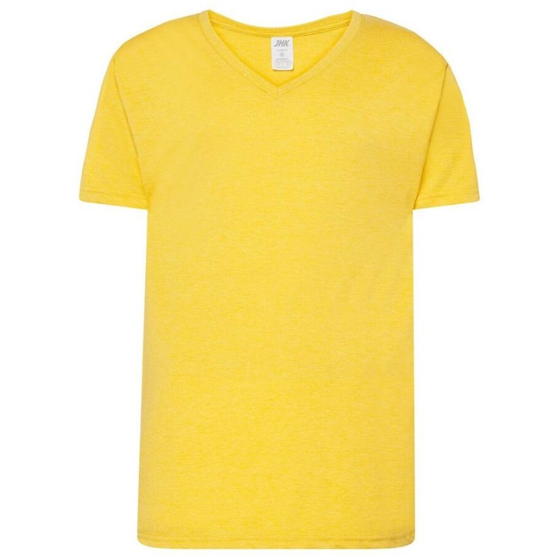 T-shirt col V manches courtes en coton doux lavé aux enzymes, 160 g/m²
