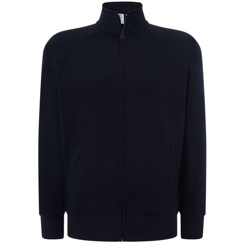 Sweat grand zip sans capuche, intérieur gratté, poches latérales, 290 g/m²