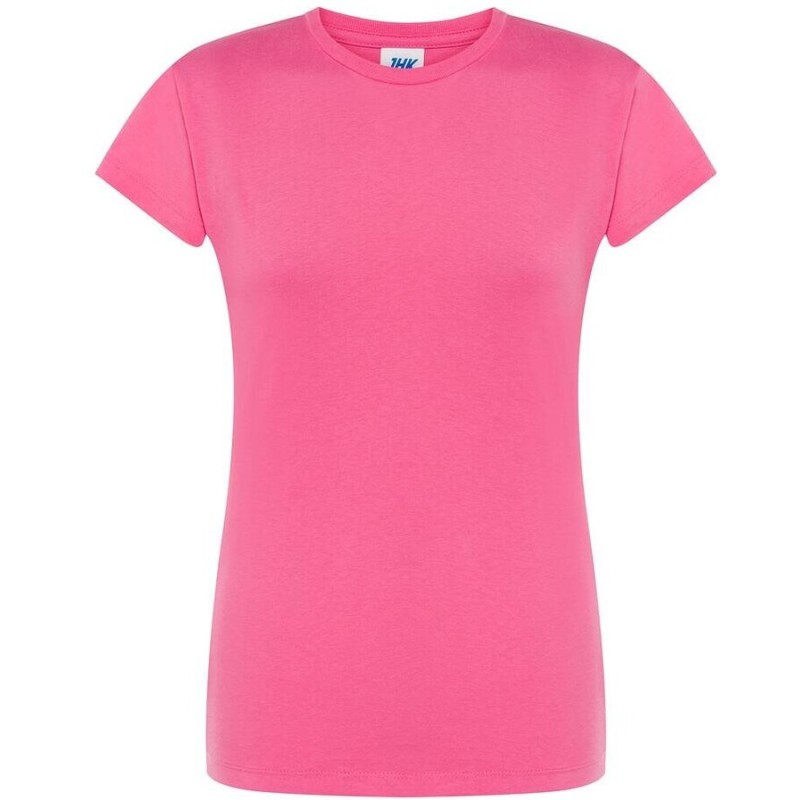T-shirt femme col rond coupe droite manches courtes en coton pré-rétréci, 155 g/m²