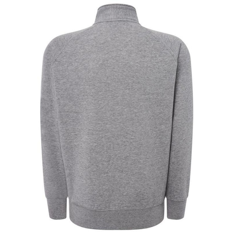 Sweat grand zip sans capuche, intérieur gratté, poches latérales, 290 g/m²