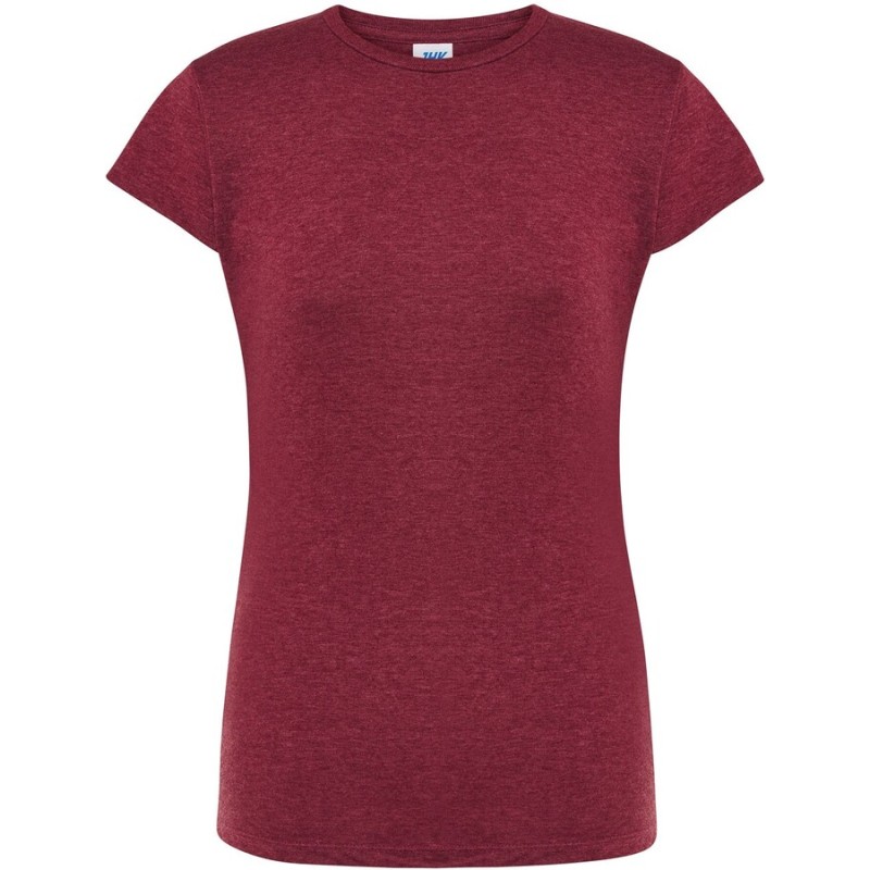 T-shirt femme col rond coupe droite manches courtes en coton pré-rétréci, 155 g/m²