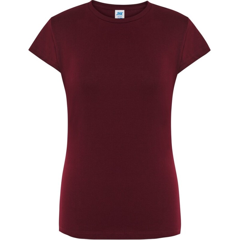 T-shirt femme col rond coupe droite manches courtes en coton pré-rétréci, 155 g/m²
