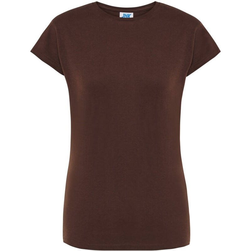 T-shirt femme col rond coupe droite manches courtes en coton pré-rétréci, 155 g/m²