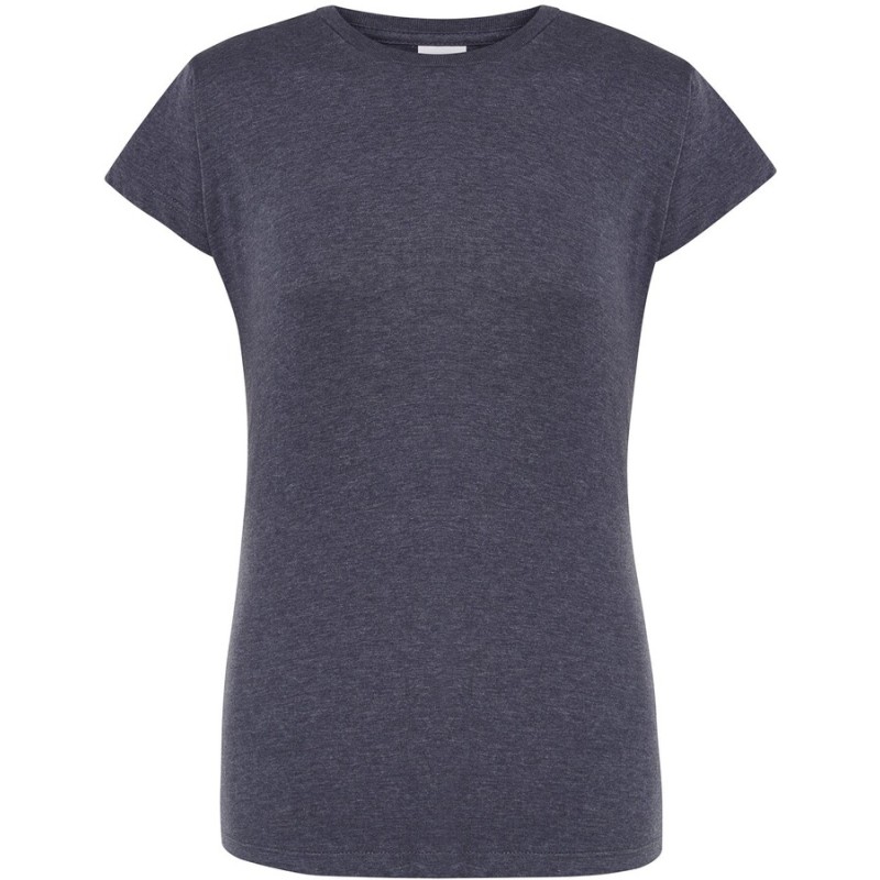 T-shirt femme col rond coupe droite manches courtes en coton pré-rétréci, 155 g/m²