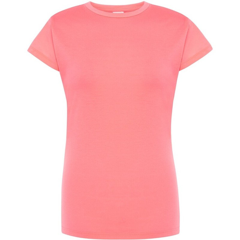 T-shirt femme col rond coupe droite manches courtes en coton pré-rétréci, 155 g/m²