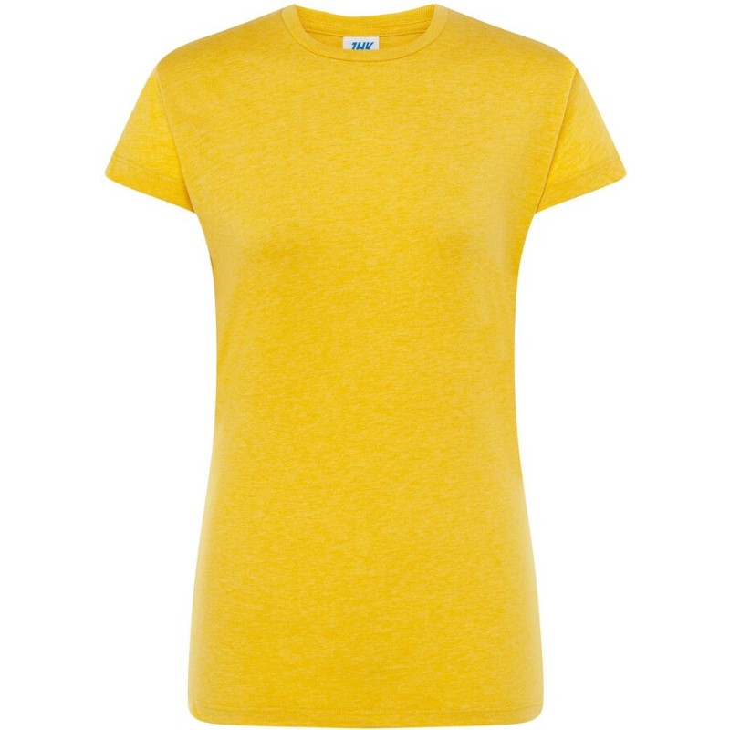 T-shirt femme col rond coupe droite manches courtes en coton pré-rétréci, 155 g/m²