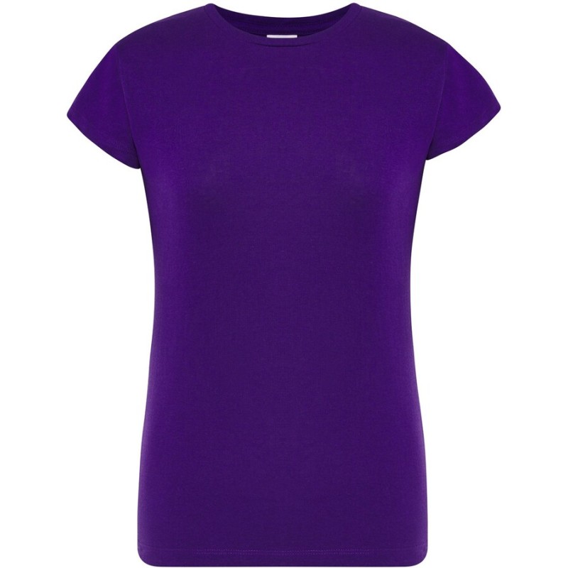 T-shirt femme col rond coupe droite manches courtes en coton pré-rétréci, 155 g/m²