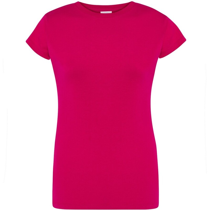 T-shirt femme col rond coupe droite manches courtes en coton pré-rétréci, 155 g/m²