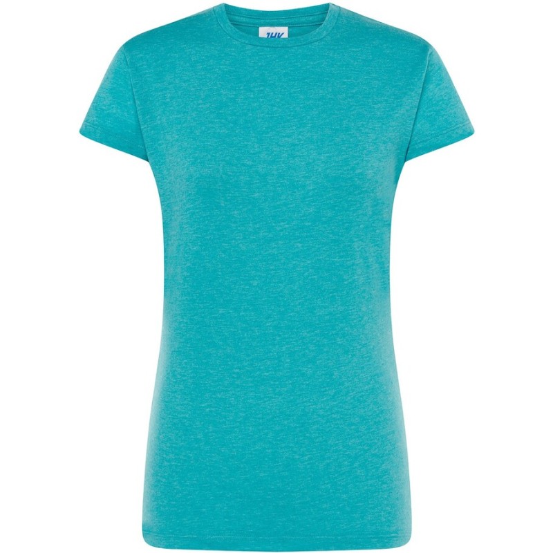 T-shirt femme col rond coupe droite manches courtes en coton pré-rétréci, 155 g/m²