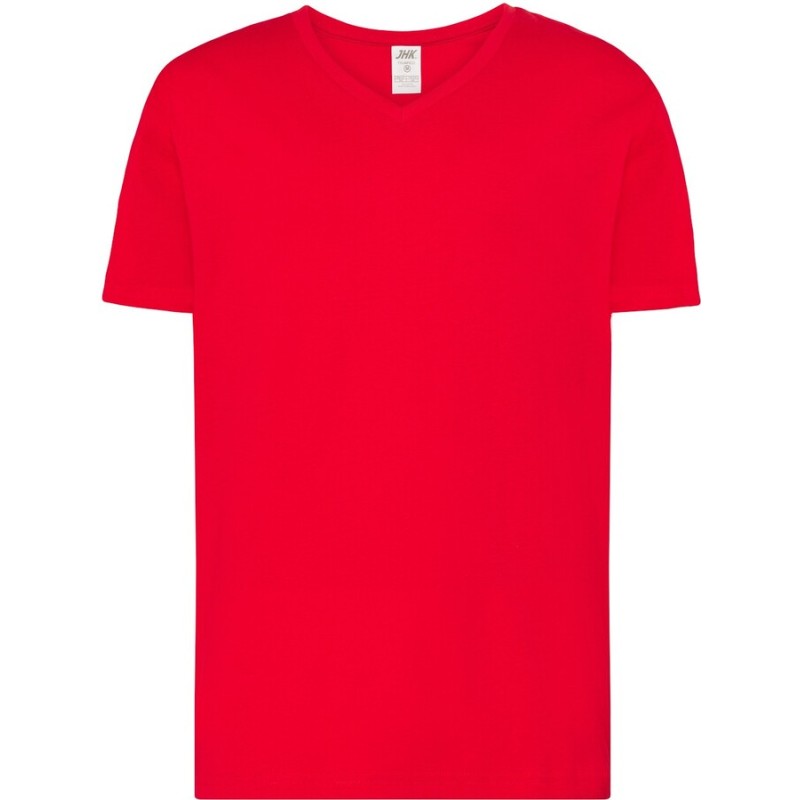 T-shirt col V manches courtes en coton doux lavé aux enzymes, 160 g/m²