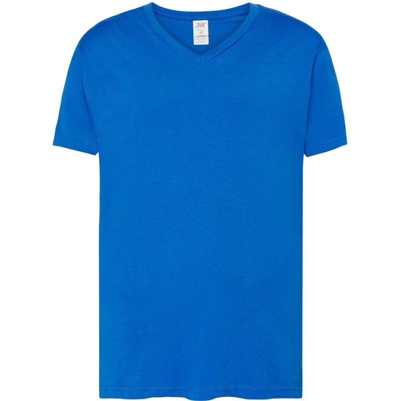 T-shirt col V manches courtes en coton doux lavé aux enzymes, 160 g/m²