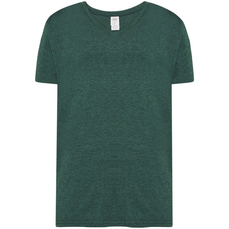 T-shirt col V manches courtes en coton doux lavé aux enzymes, 160 g/m²
