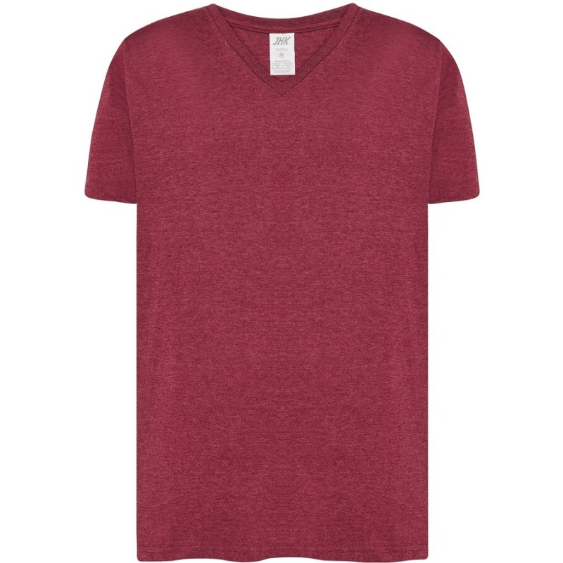 T-shirt col V manches courtes en coton doux lavé aux enzymes, 160 g/m²