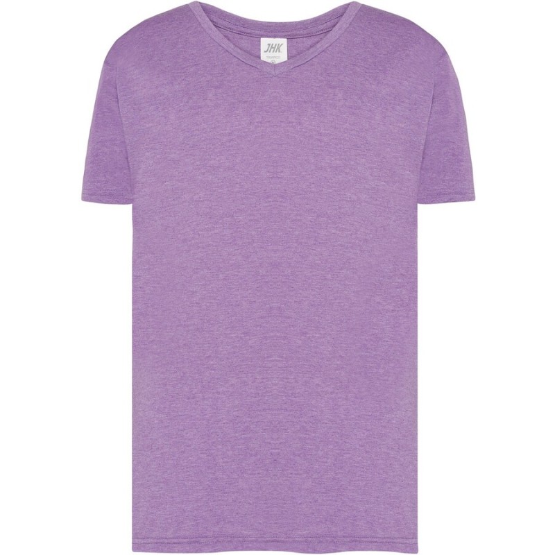 T-shirt col V manches courtes en coton doux lavé aux enzymes, 160 g/m²