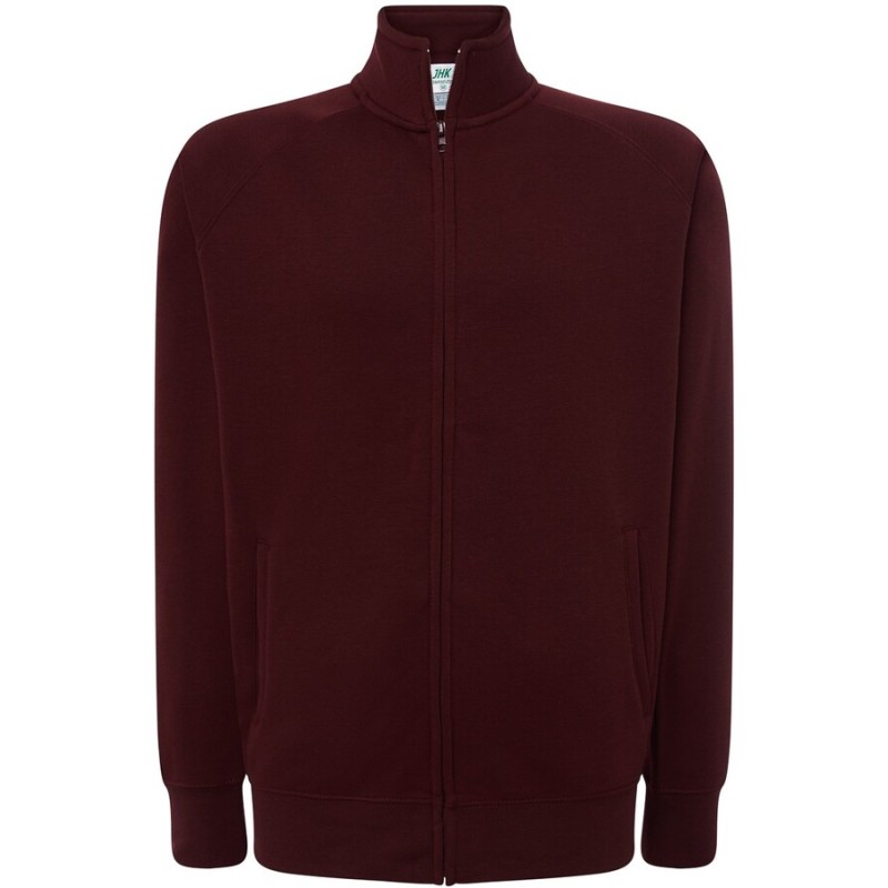 Sweat grand zip sans capuche, intérieur gratté, poches latérales, 290 g/m²