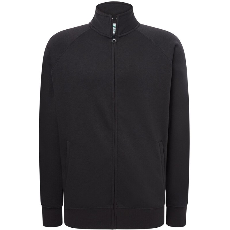 Sweat grand zip sans capuche, intérieur gratté, poches latérales, 290 g/m²