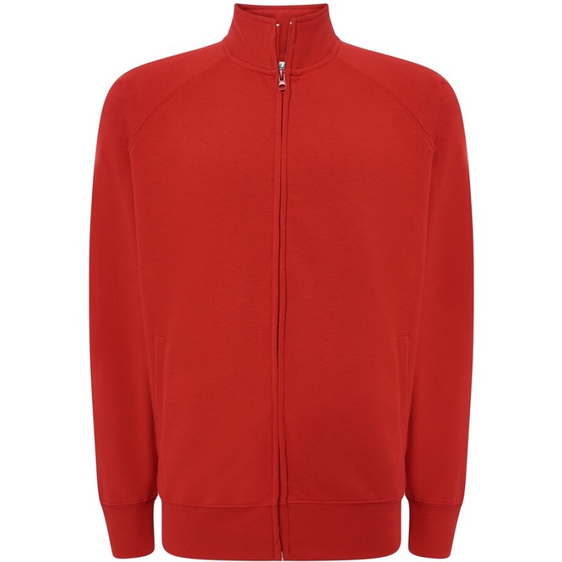 Sweat grand zip sans capuche, intérieur gratté, poches latérales, 290 g/m²