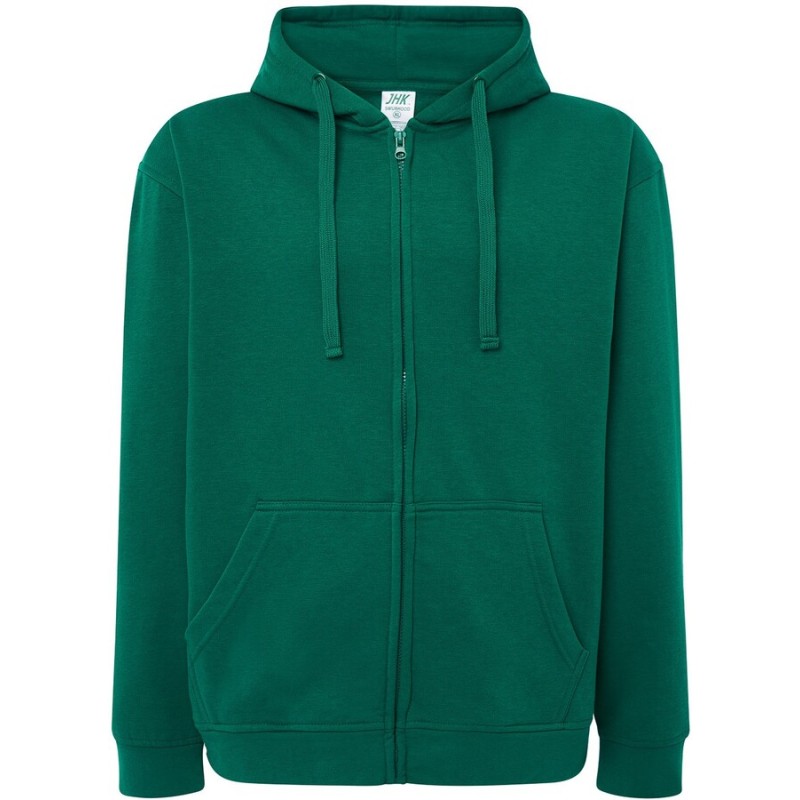 Sweat capuche zippé unisexe, cordon de serrage ton sur ton, 290 g/m²