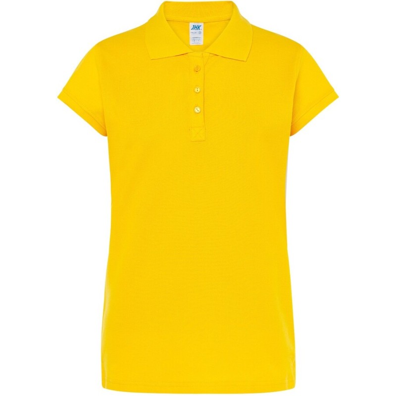 Polo femme maille piquée, coupe cintrée, boutons ton sur ton, en coton, 200 g/m²
