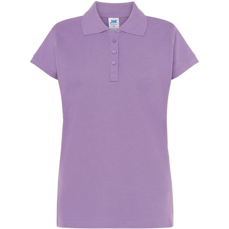 Polo femme maille piquée, coupe cintrée, boutons ton sur ton, en coton, 200 g/m²