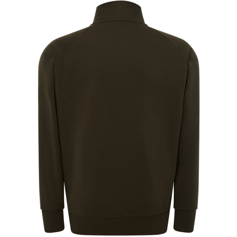 Sweat grand zip sans capuche, intérieur gratté, poches latérales, 290 g/m²