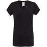 T-shirt femme col V manches courtes coupe cintrée en coton, 140 g/m²
