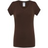 T-shirt femme col V manches courtes coupe cintrée en coton, 140 g/m²